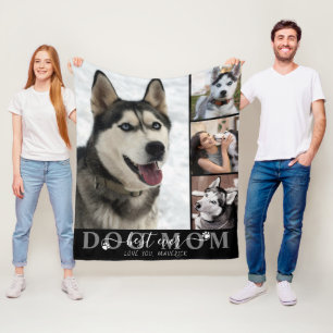 Manta Polar Mejor Mamá Perro Guión Pawprints 4 Photo Black
