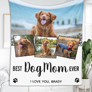 Manta Polar Mejor Mamá Perro Personalizada 4 Collage de fotos