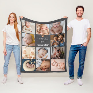 Manta Polar Mejor Padre de 11 Collages de fotos