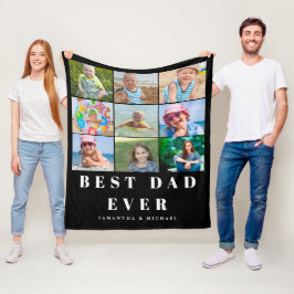 Manta Polar Mejor papa 9 Foto Nombre Fleece Blanket