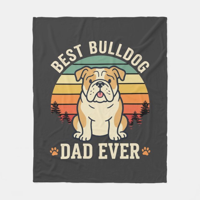 Manta Polar Mejor papá Bulldog Retro Vector (Anverso)