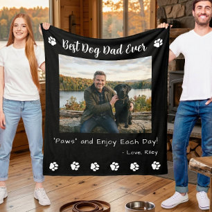 Manta Polar Mejor Papá Perro Patas Mascota Foto Negra