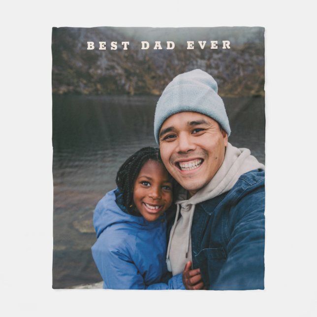 Manta Polar Mejor Papá Personalizado Foto De Familia Keepsake (Anverso)