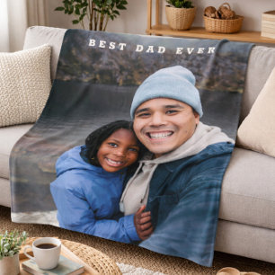 Manta Polar Mejor Papá Personalizado Foto De Familia Keepsake