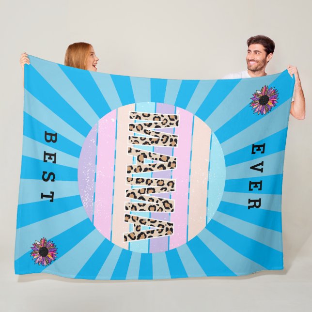 Manta Polar Mejor Personalizar floral azul de mamá (In situ)