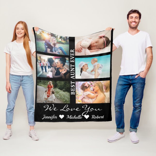 Manta Polar Mejor tía que nunca Personalizado 6 Collage de fot (In situ)