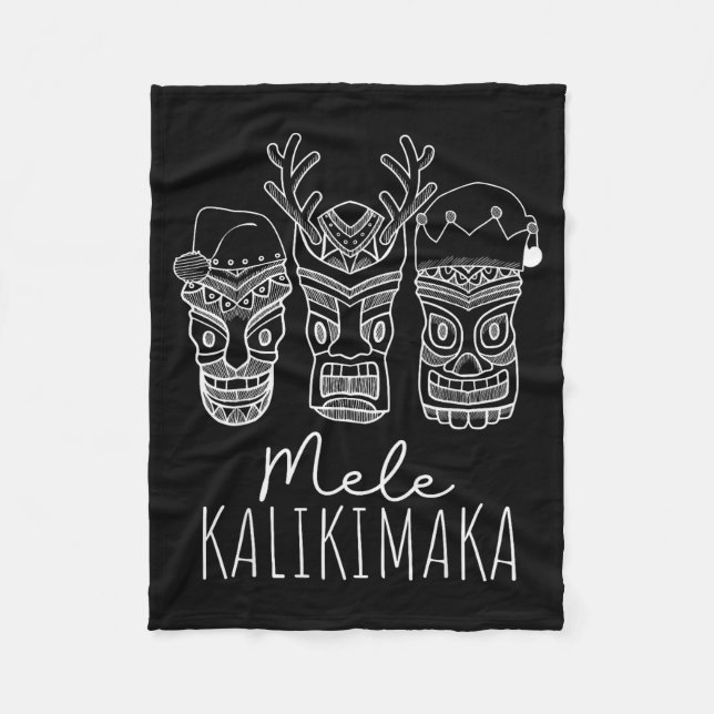 Manta Polar Mele Kalikimaka Christmas Hawaiian Santa Tiki Mask (Anverso)