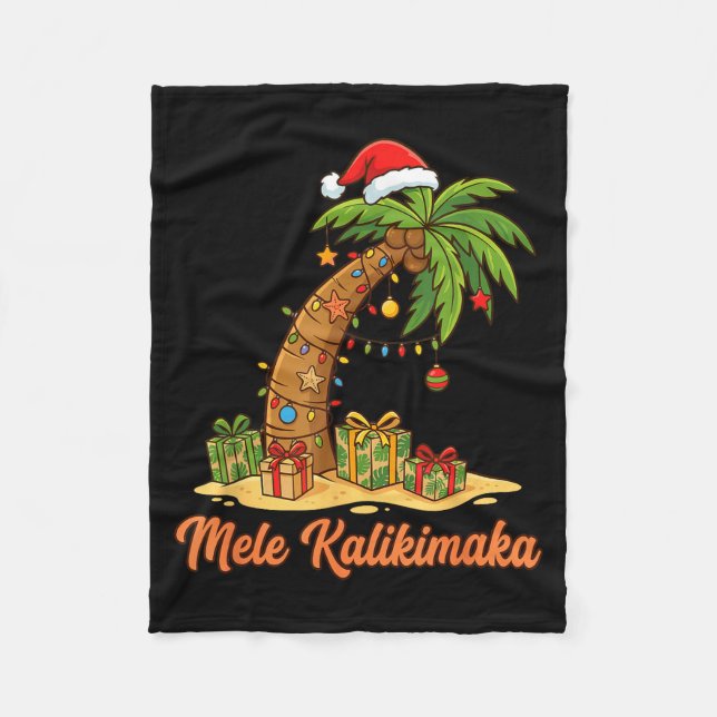 Manta Polar Mele Kalikimaka Hawaiian Christmas Palm Trees  (Anverso)