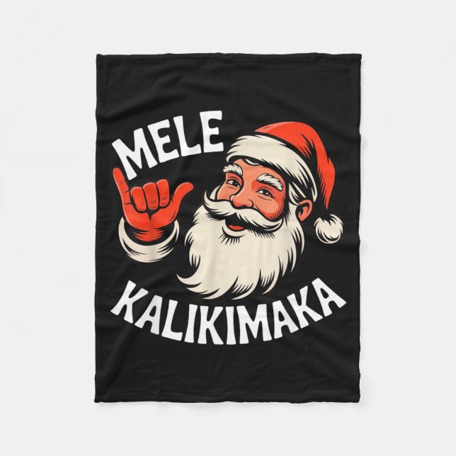 Manta Polar Mele Kalikimaka Hawaiian Christmas Santa Cartoon D (Anverso)