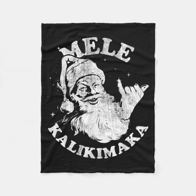 Manta Polar Mele Kalikimaka Retro Hawaii Santa Aloha Christmas (Anverso)