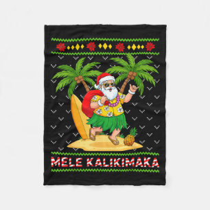 Manta Polar Mele Kalikimaka Retro Santa Shaka Hawái Feo Chri