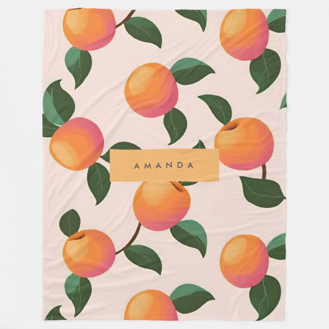 Manta Polar Melocotones personalizados de patrón de durazno (Anverso)