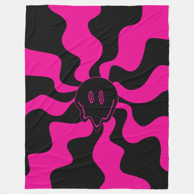 Manta Polar Melt sonriente - Magenta y negro (Anverso)