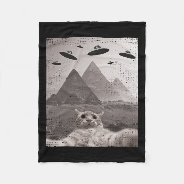 Manta Polar Meme Cat Ufo - Gracioso Selfie Cat Con Ufos (Anverso)