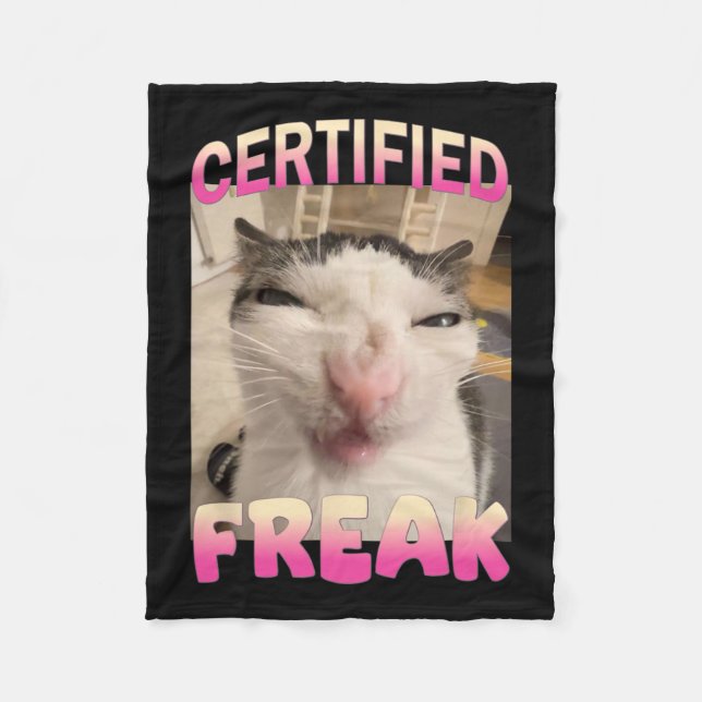 Manta Polar Meme de gato falso certificado Memes ofensivos Gra (Anverso)