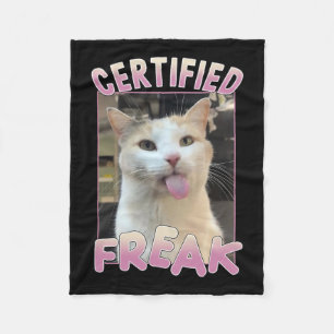 Manta Polar Meme de gato Freak Cute certificado ama a los anim