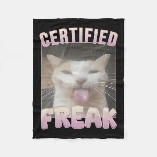 Manta Polar Meme de gato Freak Funny Certificado (Anverso)