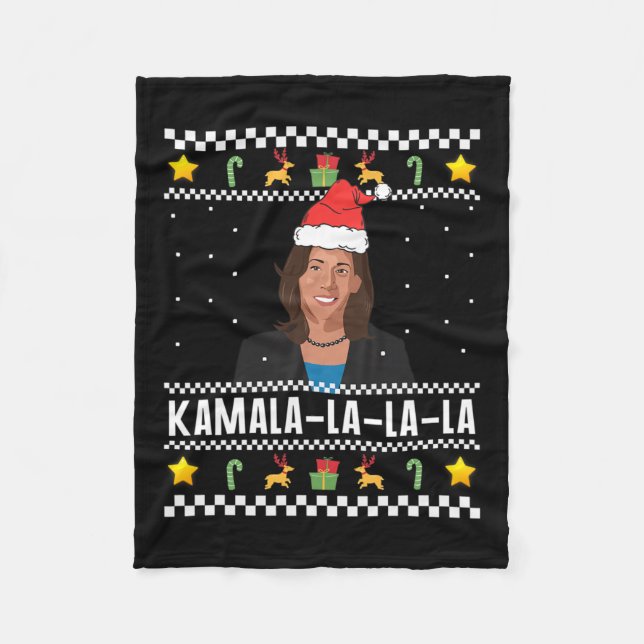 Manta Polar Meme de suéter para Navidades de Santa Ugly (Anverso)