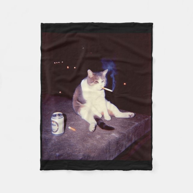 Manta Polar Meme divertido Cigarette Kitten Brainrot Silly (Anverso)