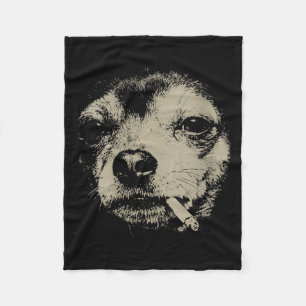 Manta Polar Meme divertido de chihuahua femenino fumando cigar