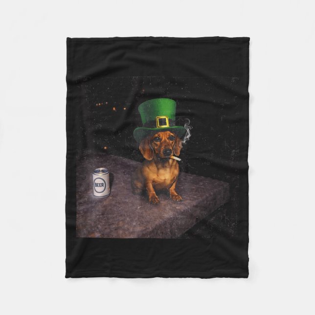 Manta Polar Meme divertido de dachshund fumando meme de perro  (Anverso)