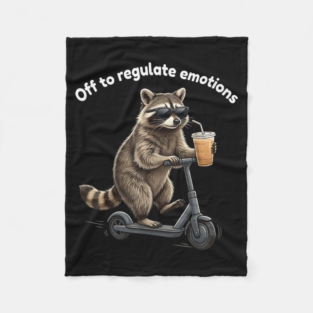 Manta Polar Meme divertido de mapache para regular las emocion (Anverso)