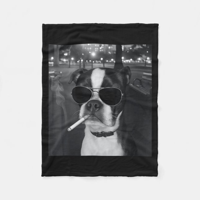 Manta Polar Meme Divertido de Perro Fumando Cigarrillo Perro A (Anverso)