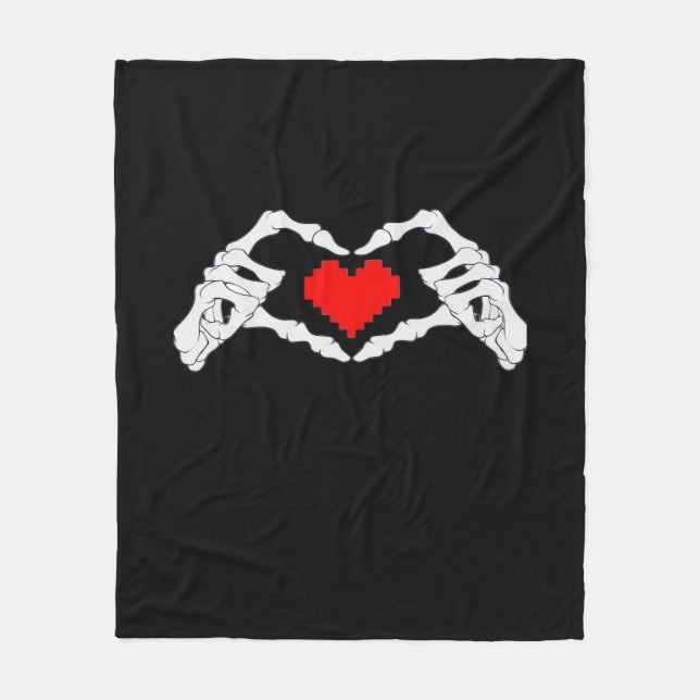 Manta Polar Meme Skeleton Heart And Hands (Anverso)