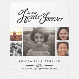 Manta Polar Memorial en corazones para siempre foto texto negr