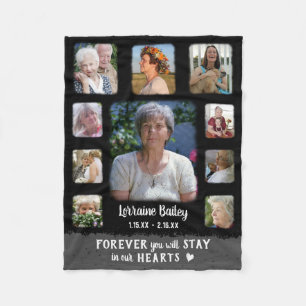 Manta Polar Memorial Keepsake Edge Fade Collage de fotos Gris