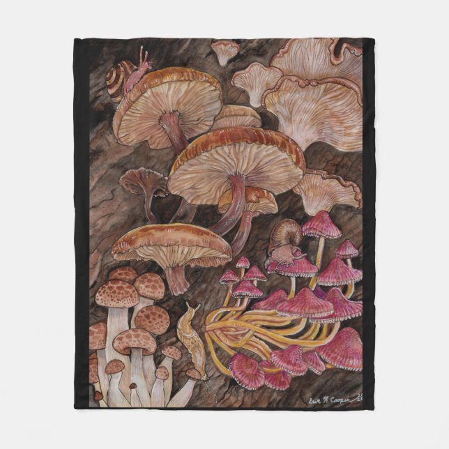 Manta Polar Menagerie of Mushrooms Fleece Blanket (Anverso)