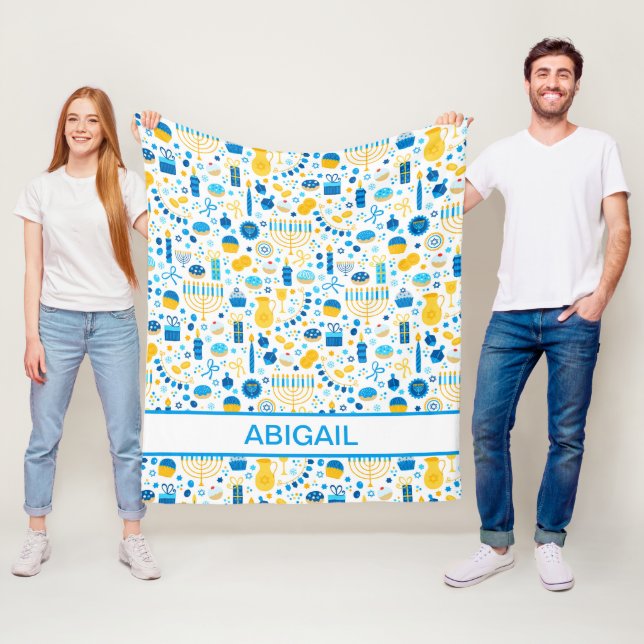Manta Polar Menorás de Hanukkah Personalizadas (In situ)