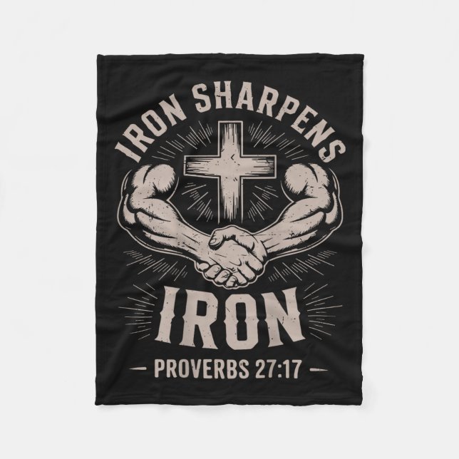 Manta Polar Men's Christian Workout Iron Sharpens Iron Proverb (Anverso)