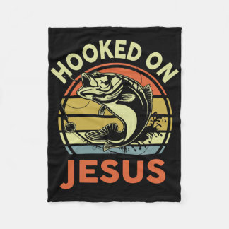 Manta Polar Mens Hooked On Jesus Christian Fishing-shirt Funny