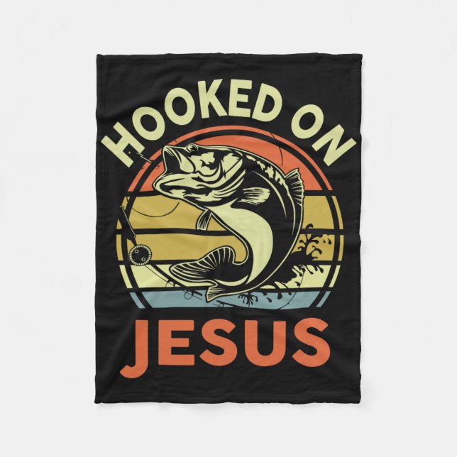Manta Polar Mens Hooked On Jesus Christian Fishing-shirt Funny (Anverso)