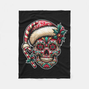 Manta Polar Mens Navidad Azúcar Calavera Santa Sombrero Día De