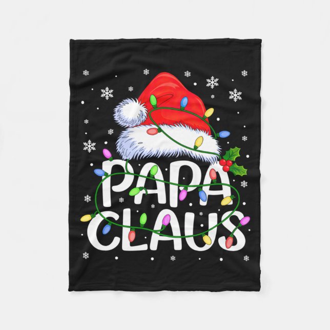 Manta Polar Mens Papa Claus Christmas Lights Long Sleeve  (Anverso)