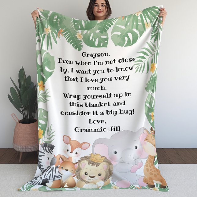 Manta Polar Mensaje de Personalizado de animales de Safari en  (Jungle Safari Animals Custom Message Note Fleece Blanket (L))