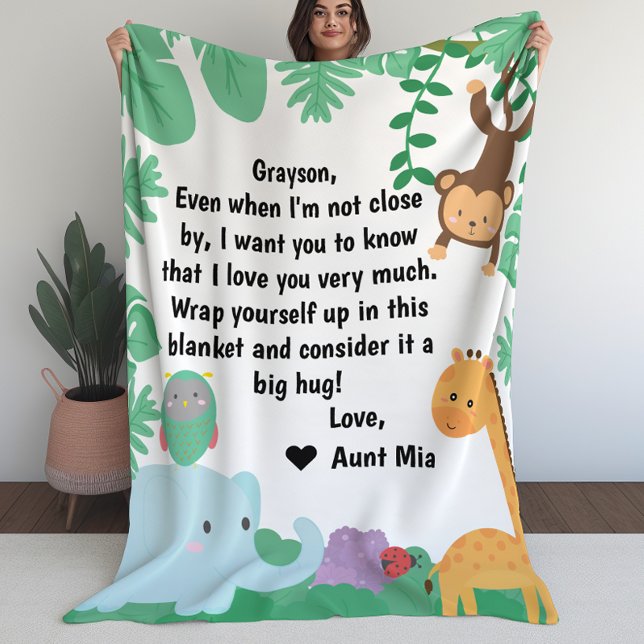 Manta Polar Mensaje o carta Personalizado de animales de la ju (Jungle Animals Custom Message or Letter Fleece Blanket (L))