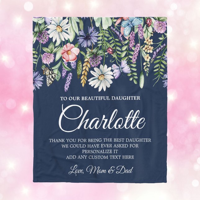 Manta Polar Mensaje personalizado de las flores silvestres de  (Daughter Wildflowers Personalized Message Fleece Blanket
)