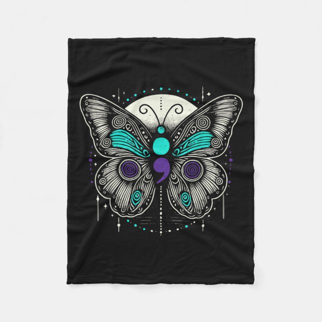 Manta Polar Mental Health Suicide Awareness Semicolon Butterfl (Anverso)