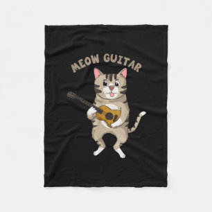 Manta Polar Meow Guitar Cute Cat Tocando Guitarra Graciosas Ki