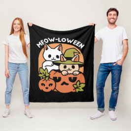 Manta Polar Meow-Loween - Diseño festivo de gatos de Halloween