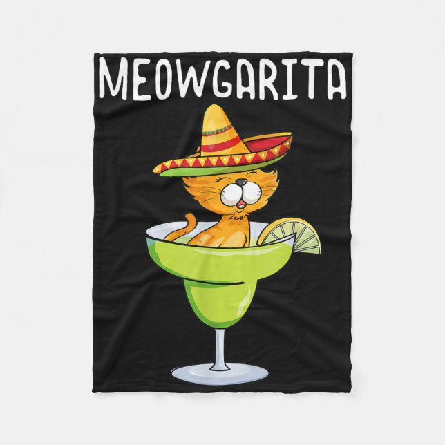 Manta Polar Meowgarita - El amante del gato Cinco De Mayo Marg (Anverso)