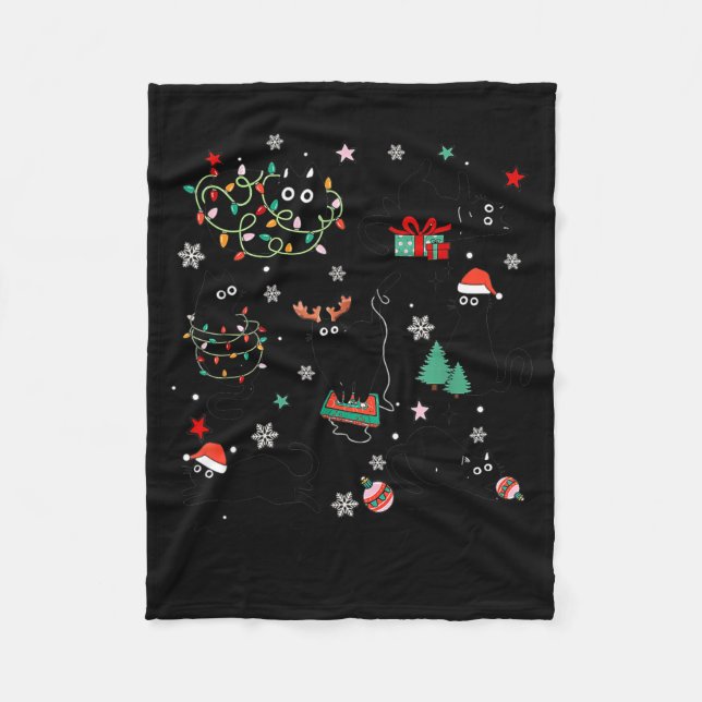 Manta Polar Meowy Catmas Cat Christmas Cute Kitten Cats Santa  (Anverso)