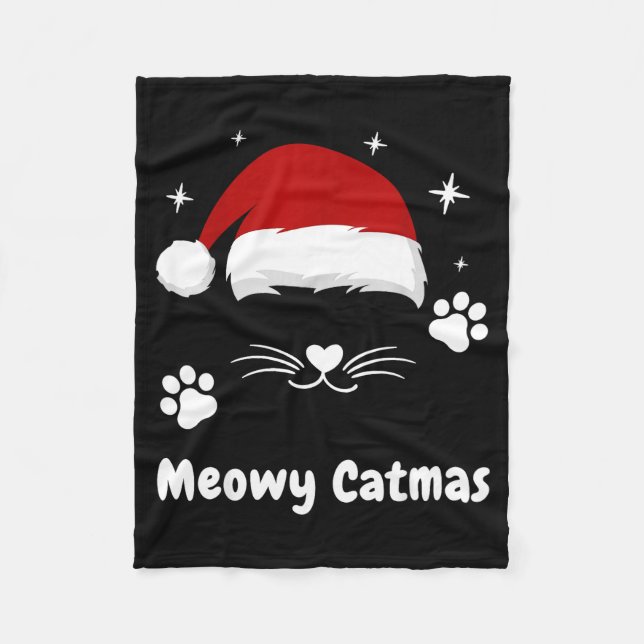 Manta Polar Meowy Catmas Cute Kitten Cats Santa Hat Christmas  (Anverso)