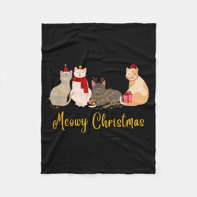 Manta Polar Meowy Christmas - Merry Christmas For Cat Lovers  (Anverso)