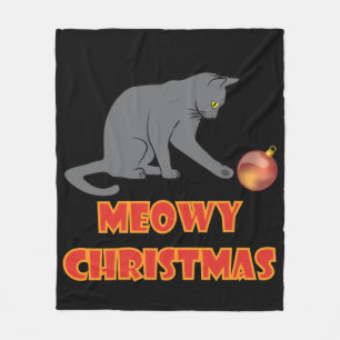 Manta Polar Meowy Navidades Funny Gray Cat
