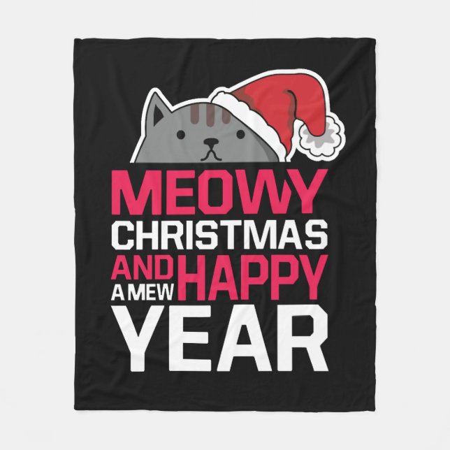 Manta Polar Meowy Navidades y Feliz Año Nuevo (Anverso)