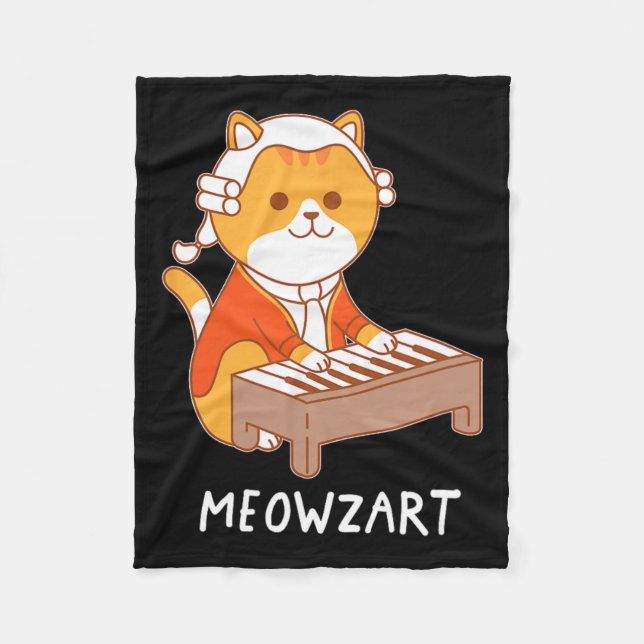 Manta Polar Meowzart Cat Pun Clic Music Piano Funny (Anverso)